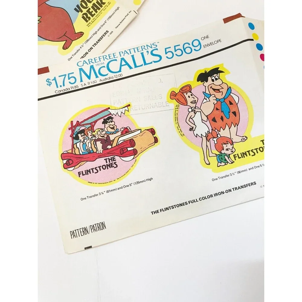 Vintage 1976 Hanna-Barbera Iron-On Transfer Lot Flintstones Yogi Bear McCalls